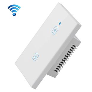 WS-US-02 EWeLink APP & Touch Control 2A 2 Gangs Tempered Glass Panel Smart Wall Switch, AC 90V-250V, US Plug