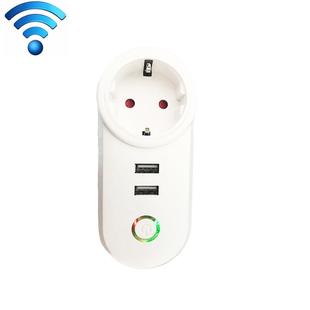 SA-002 2 USB Ports + 1 EU Socket WiFi Smart Power Plug Socket, Compatible with Alexa and Google Home, AC 110V-230V, EU Plug