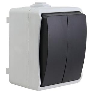 IP44 Waterproof Kitchen Bathroom Double-connection Single Control Switch, EU Plug