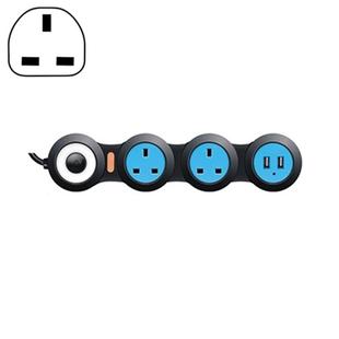 Charging Plug-in Wiring Board Creative Rotary Towline Board 13A Deformed Socket with USB, UK Plug, 3-Bit Socket(Black)