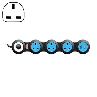 Charging Plug-in Wiring Board Creative Rotary Towline Board 13A Deformed Socket with USB, UK Plug, 4-Bit Socket(Black)