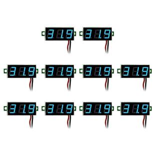 10 PCS 0.28 inch 2 Wires Adjustable Digital Voltage Meter, Color Light Display, Measure Voltage: DC 2.5-30V (Blue)