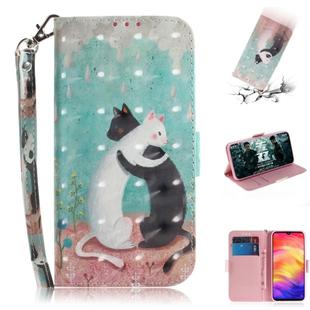 3D Coloured Drawing Horizontal Flip Leather Case with Holder & Card Slots & Wallet For Huawei P30 Lite(Black White Cat )