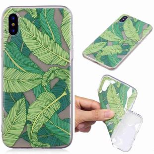 For iPhone X / XS Painted TPU Protective Case(Banana Leaf Pattern)