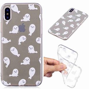 For iPhone X / XS Painted TPU Protective Case(White Sea Lion Pattern)