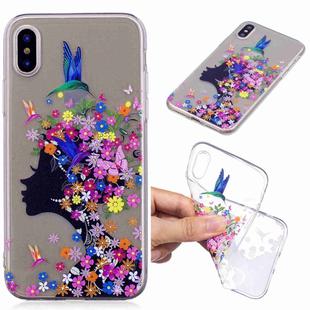 For iPhone XS Max Painted TPU Protective Case(Floral Girl Pattern)