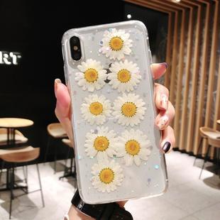 Daisy Pattern Real Dried Flowers Transparent Soft TPU Cover For iPhone 6 Plus & 6s Plus(White)