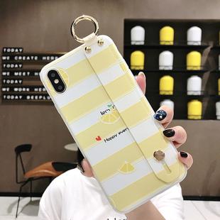 For iPhone XS Max Lemon Pattern Wrist Strap TPU Case(Lemon Pattern model B)