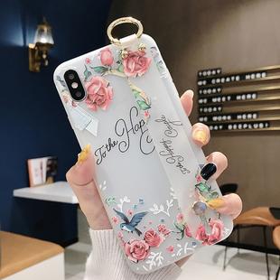 Flowers Pattern Wrist Strap Soft TPU Protective Case For iPhone 6 & 6s(Flowers wrist strap model C)