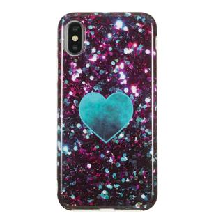 For iPhone X / XS TPU Protective Case(Green Heart)