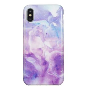 For iPhone X / XS TPU Protective Case(Purple Marble)