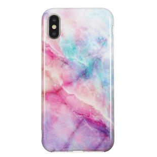 For iPhone X / XS TPU Protective Case(Pink Green Marble)