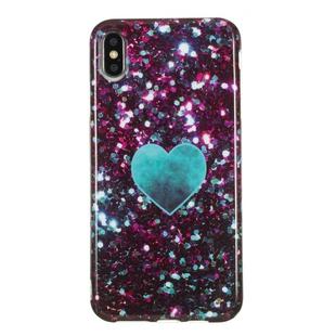 For iPhone XS Max TPU Protective Case(Green Heart)