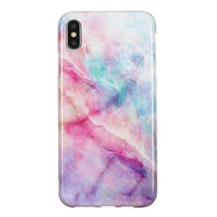 For iPhone XS Max TPU Protective Case(Pink Green Marble)