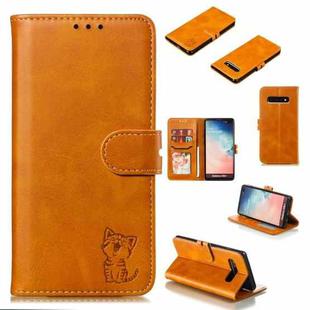 Leather Protective Case For Galaxy S10 Plus(Yellow)
