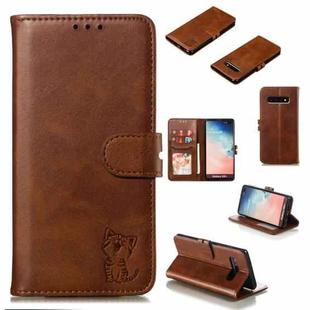 Leather Protective Case For Galaxy S10 Plus(Brown)