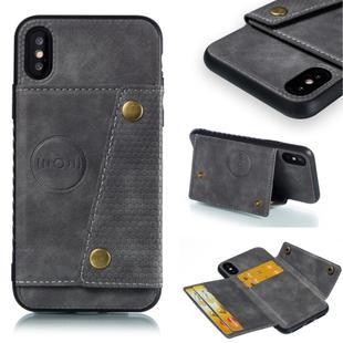 For iPhone X / XS Leather Protective Case(Gray)