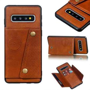 Leather Protective Case For Galaxy S10(Brown)