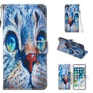 Leather Protective Case For iPhone 8 Plus & 7 Plus(Blue Cat)