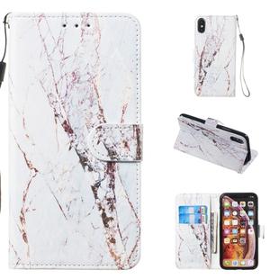 For iPhone X / XS Leather Protective Case(White Marble)