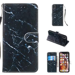 For iPhone X / XS Leather Protective Case(Black Marble)