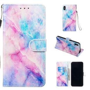For iPhone XS Max Leather Protective Case(Blue Pink Marble)