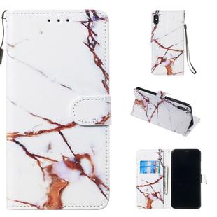 For iPhone XS Max Leather Protective Case(White Gold Marble)