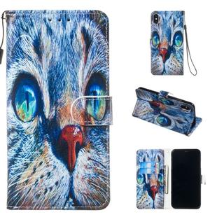 For iPhone XS Max Leather Protective Case(Blue Cat)