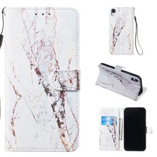 For iPhone XR Leather Protective Case(White Marble)