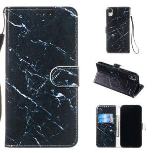 For iPhone XR Leather Protective Case(Black Marble)