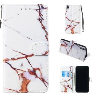 For iPhone XR Leather Protective Case(White Gold Marble)