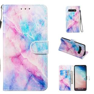 Leather Protective Case For Galaxy S10(Blue Pink Marble)