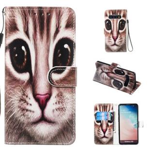 Leather Protective Case For Galaxy S10(Coffee Cat)