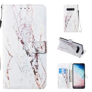 Leather Protective Case For Galaxy S10 Plus(White Marble)