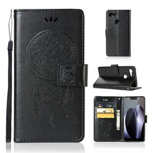 Wind Chime Owl Embossing Pattern Horizontal Flip Leather Case for Google Pixel 3 XL, with Holder & Card Slots & Wallet (Black)