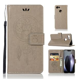 Wind Chime Owl Embossing Pattern Horizontal Flip Leather Case for Google Pixel 3 XL, with Holder & Card Slots & Wallet (Grey)