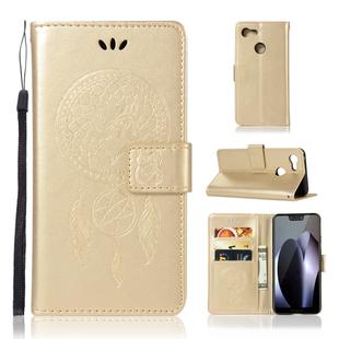 Wind Chime Owl Embossing Pattern Horizontal Flip Leather Case for Google Pixel 3 XL, with Holder & Card Slots & Wallet (Gold)