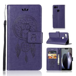 Wind Chime Owl Embossing Pattern Horizontal Flip Leather Case for Google Pixel 3 XL, with Holder & Card Slots & Wallet (Purple)