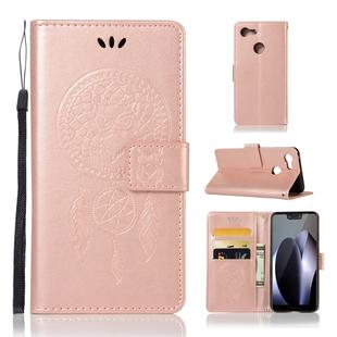 Wind Chime Owl Embossing Pattern Horizontal Flip Leather Case for Google Pixel 3 XL, with Holder & Card Slots & Wallet (Rose Gold)