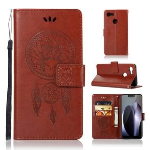 Wind Chime Owl Embossing Pattern Horizontal Flip Leather Case for Google Pixel 3 XL, with Holder & Card Slots & Wallet (Brown)