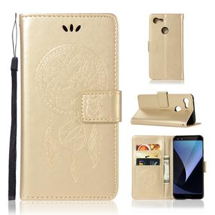 Wind Chime Owl Embossing Pattern Horizontal Flip Leather Case for Google Pixel 3, with Holder & Card Slots & Wallet (Gold)
