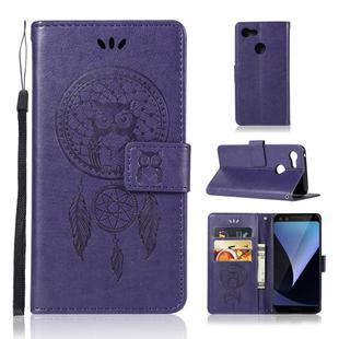 Wind Chime Owl Embossing Pattern Horizontal Flip Leather Case for Google Pixel 3, with Holder & Card Slots & Wallet (Purple)
