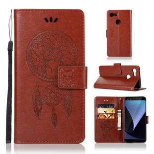 Wind Chime Owl Embossing Pattern Horizontal Flip Leather Case for Google Pixel 3, with Holder & Card Slots & Wallet (Brown)