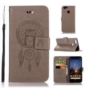 Wind Chime Owl Embossing Pattern Horizontal Flip Leather Case for Google Pixel 3a, with Holder & Card Slots & Wallet (Grey)