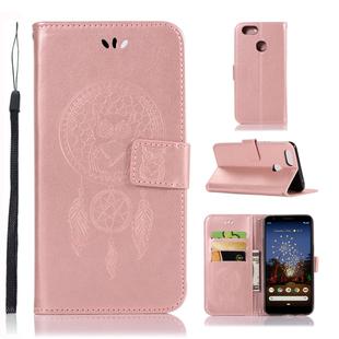 Wind Chime Owl Embossing Pattern Horizontal Flip Leather Case for Google Pixel 3a, with Holder & Card Slots & Wallet (Rose Gold)