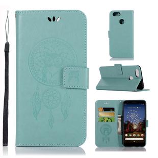 Wind Chime Owl Embossing Pattern Horizontal Flip Leather Case for Google Pixel 3a XL, with Holder & Card Slots & Wallet(Green)