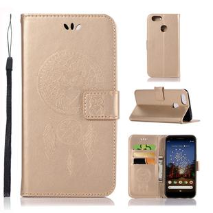 Wind Chime Owl Embossing Pattern Horizontal Flip Leather Case for Google Pixel 3a XL, with Holder & Card Slots & Wallet(Gold)