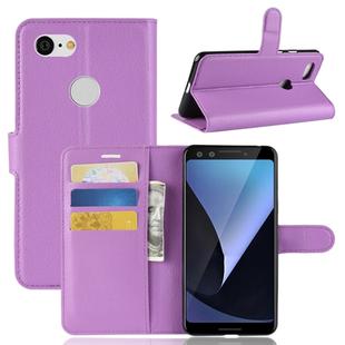 Litchi Texture Horizontal Flip Leather Case for Google Pixel 3, with Wallet & Holder & Card Slots (Purple)