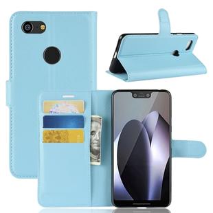 Litchi Texture Horizontal Flip Leather Case for Google Pixel 3 XL, with Wallet & Holder & Card Slots (Blue)