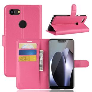 Litchi Texture Horizontal Flip Leather Case for Google Pixel 3 XL, with Wallet & Holder & Card Slots (Magenta)